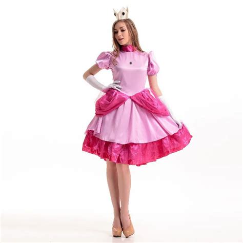 Deluxe Adult Women Anime Pink Princess Peach Costume Super Mario Sweet