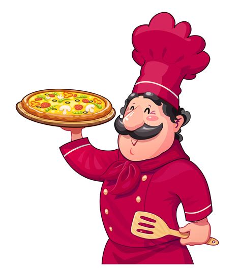 Cook With Pizza Traditional Italian Food Cartoon Character Ocupation