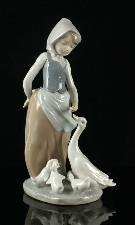 Sold Price Lladro Porcelain Girl Feeding Geese Figurine Invalid