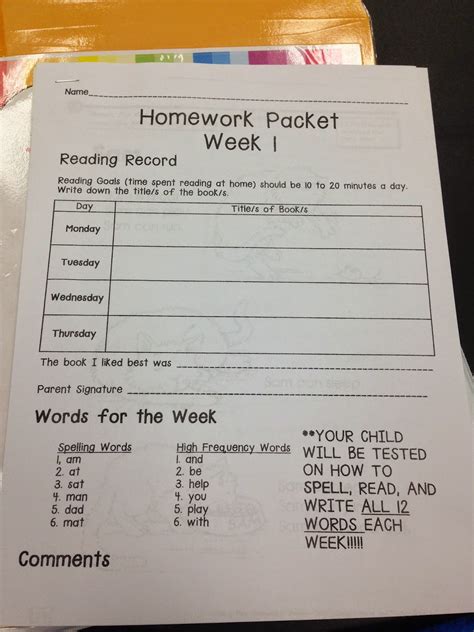 First Grade Homework Packets And Oz Binder Tech And Teachability