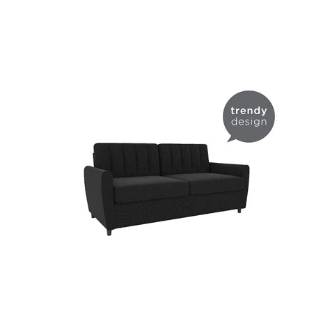 Novogratz Brittany Sleeper Sofa With Memory Foam Mattress Queen Dark Gray Linen