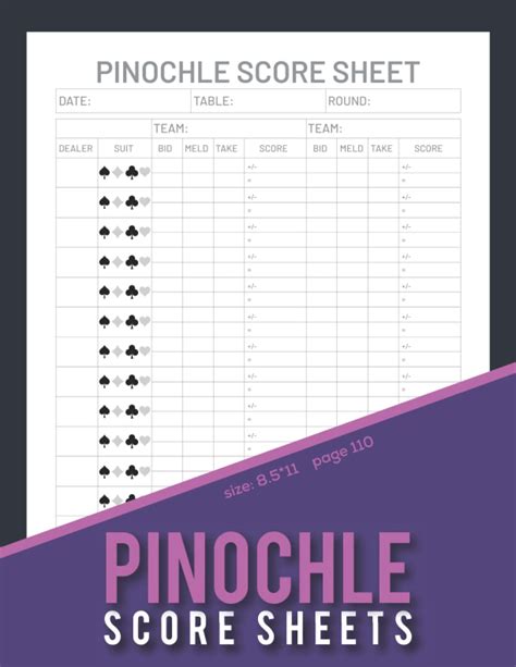 Pinochle Score Sheets A Large Print Card Game Pad For Record Your