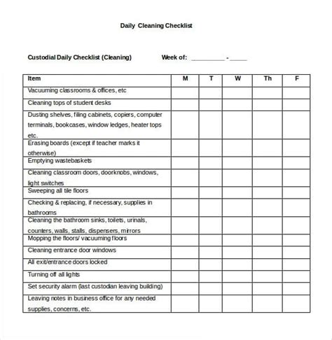Editable Checklist Template Word