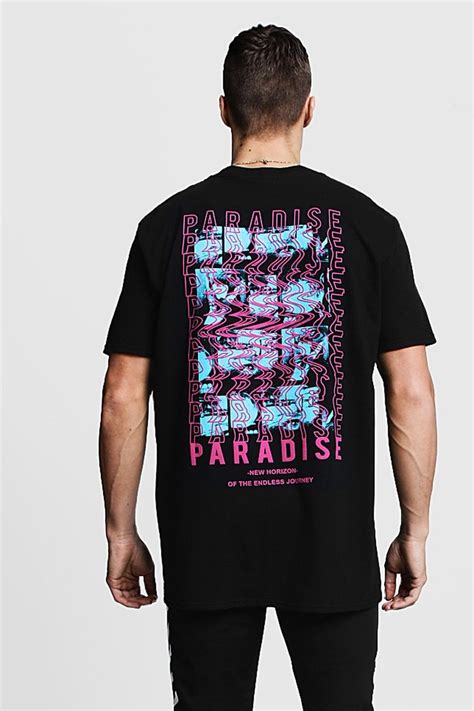 oversized paradise front and back print tee boohooman uk streetwear tshirt design shirt