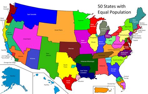 United States 50 States With Equal Population Vivid Maps