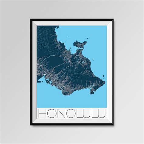 Honolulu Map Honolulu Print Honolulu Poster Honolulu Map Art
