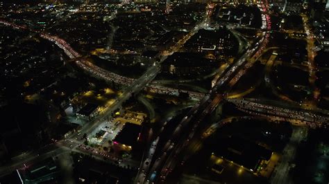5k Stock Footage Aerial Video Of The 110 And 101 Freeway Interchange