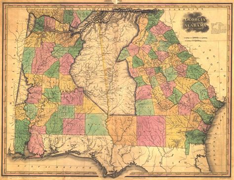 1823 Map Of Alabama And Georgia With Native American Territories