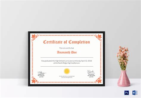 High School Diploma Certificate Fancy Design Templates