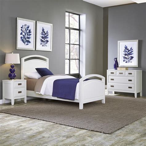Smaller than a full bedroom set, twin size bedroom sets have a lot to offer, giving kids plenty of room to stretch out without swimming in their sheets. Home Styles Newport 3-Piece White Twin Bedroom Set-5515 ...