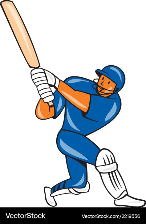 India Cricket Player Batsman Batting Cartoon Vector Image