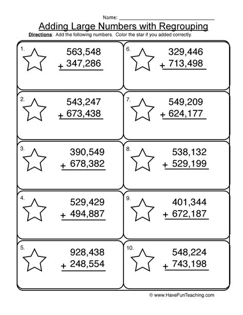 Adding Hundred Thousands Regrouping Worksheet By Teach Simple