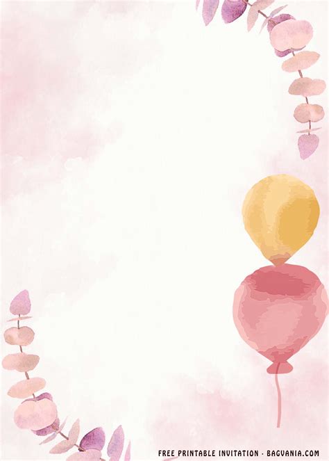 Free Printable Pink Balloons Invitation Templates Free Printable