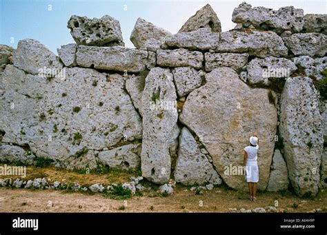 Prehistoric And Megalithic Temple Of Ggantija Gozo Island Malta Stock