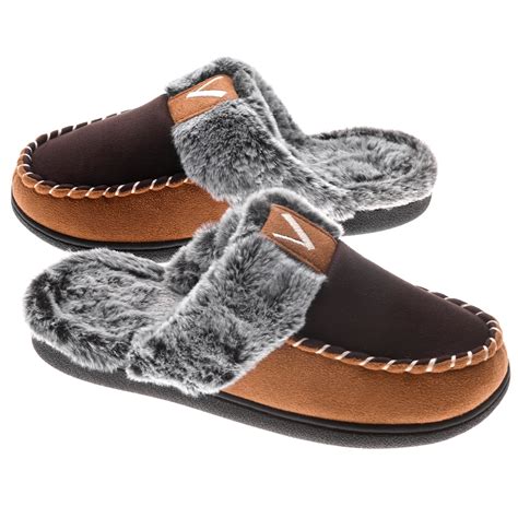 Vonmay Vonmay Women S Comfy Fuzzy House Slipper Scuff Memory Foam Slip On Warm Moccasin Style