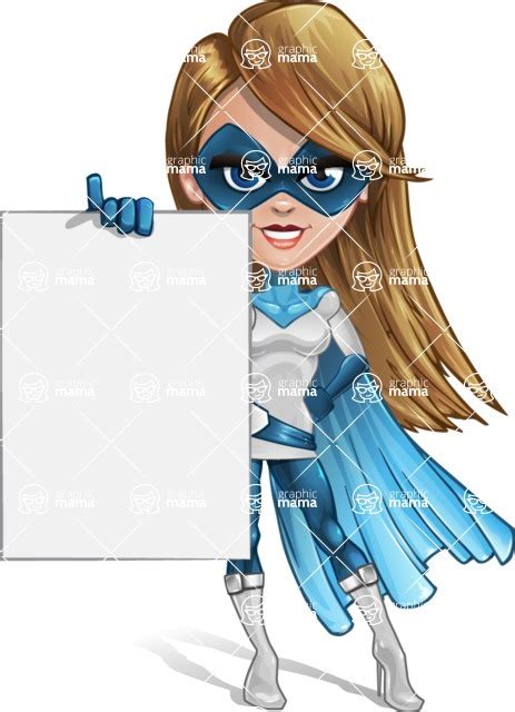 Pretty Superhero Woman Cartoon Vector Character Presentation 2