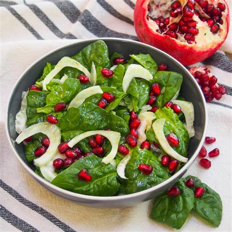 Spinach Pomegranate Salad Carolines Cooking
