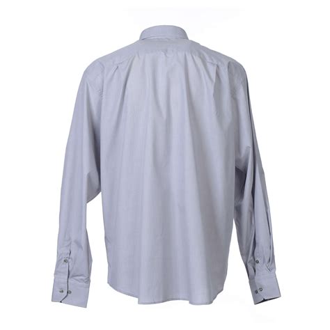 Clergy Shirt Long Sleeves Fil à Fil Mixed Cotton Light Grey Online