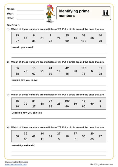 Identifying Prime Numbers Worksheet | Key Stage 2 PDF Number