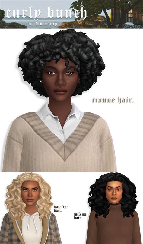 ♥ Curly Bunch Divinecap On Patreon In 2022 Sims Hair Sims 4 Body