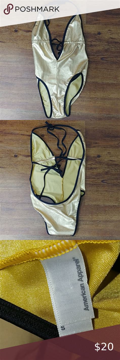 American Apparel Metallic Gold One Piece Swimsuit American Apparel