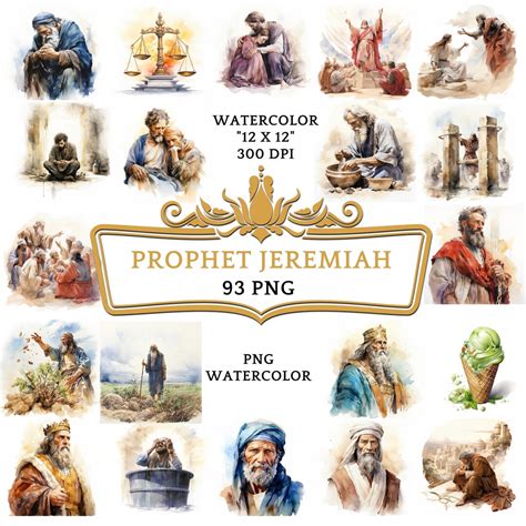 93 Watercolor Png Prophet Jeremiah Clip Art Christian Religious Bible