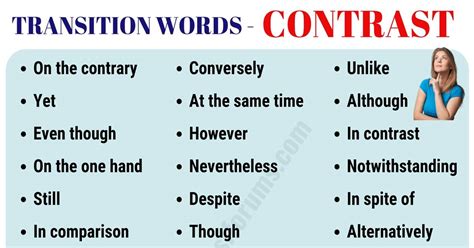 Which Of These Transition Words Indicates Comparison 32 Compare And