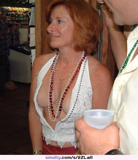Redhead Milf Mature Beads Shirtopen Freckles Freckled Cleavage