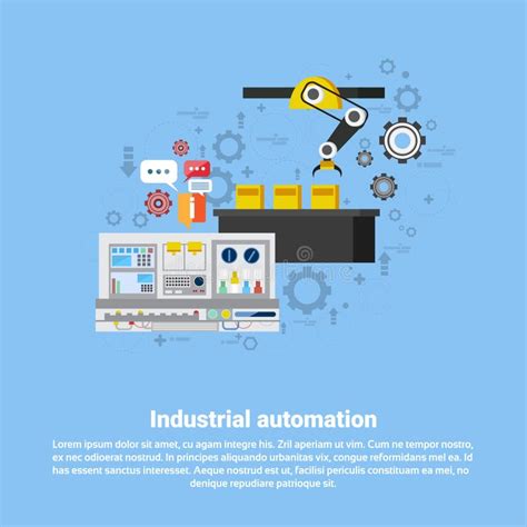 Industrial Automation Industry Production Web Banner Stock Vector