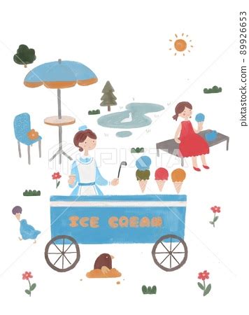 Illustration Of A Woman Selling Ice Cream Stock Illustration PIXTA