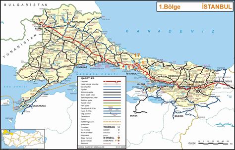 Detailed road map of Istanbul section of Turkey. Istanbul section of Turkey detailed road map ...