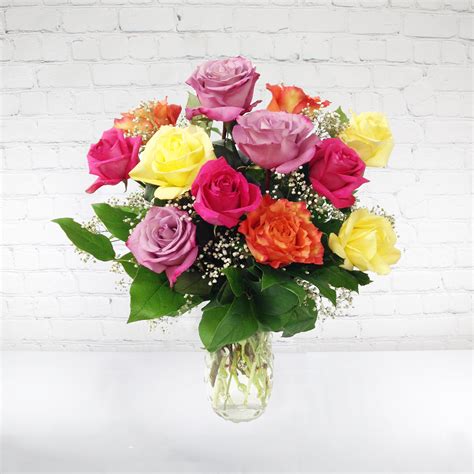 Super Colorful Dozen Roses Ashland Addison Florist Co