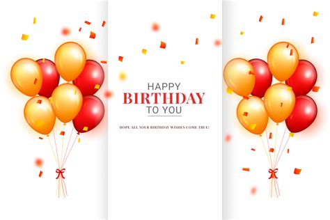 Happy Birthday Congratulations Banner Design With Confetti Balloons For Party Holiday 18106793 Png