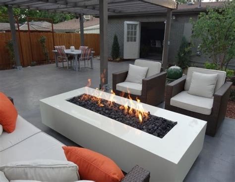 Modern Fire Pit Design Rectangular Shape Outdoor Lounge Area Modern