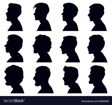 Male Profile Face Silhouette Adult Men Anonymous Vector Image