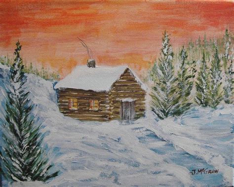 The Old Log Cabin Painting By Jim Mcgraw Pixels