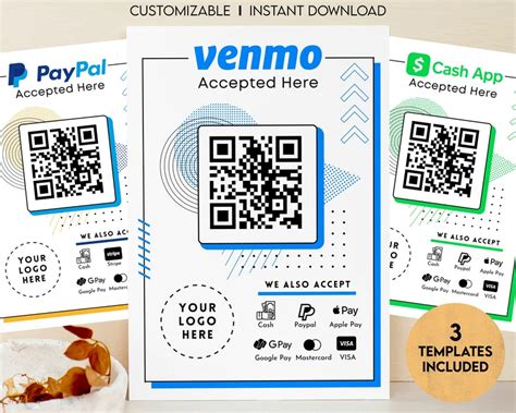 Scan To Pay Printable Custom Qr Code Sign Printable Qr Code Etsy