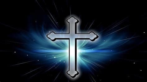 Cross In Lightning Blue And Black Background Hd Cross