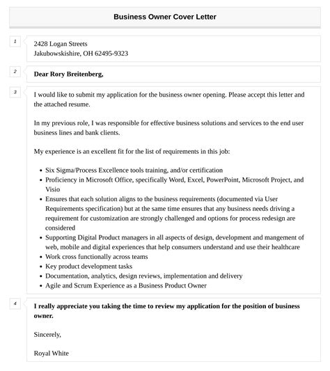 Business Owner Cover Letter Velvet Jobs