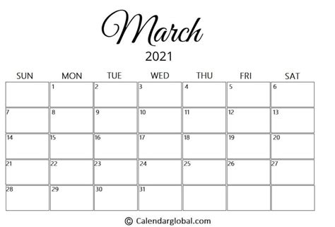 Customise and print calendar 2021 : 10+ Free Printable March 2021 Calendar | Cute & Elegant ...