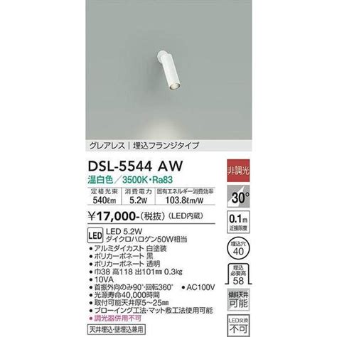 DSL 5544AW スポットライト 大光電機 照明器具 スポットライト DAIKO dsl 5544aw 照明 net 通販