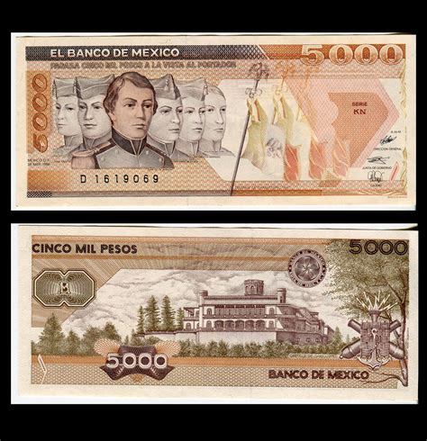 Billete M茅xico 5000 Ni帽os H茅roes Condici贸n UNC Sin Circular