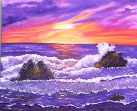 Sunset Ocean Waves Painting Resenhas De Livros