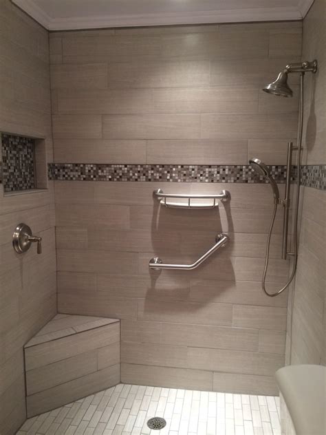 Gray Tile Shower With Corner Bench Grey Tile Shower With Corner Bench