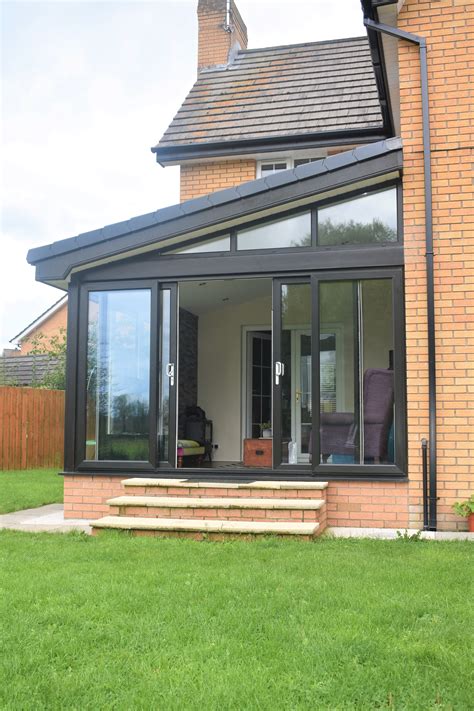 Stunning Grey Solid Roof Lean To Conservatory Garden Room Extensions
