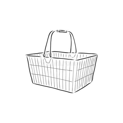 Plastic Shopping Basket Doodle Style Sketch Illustration Hand Drawn
