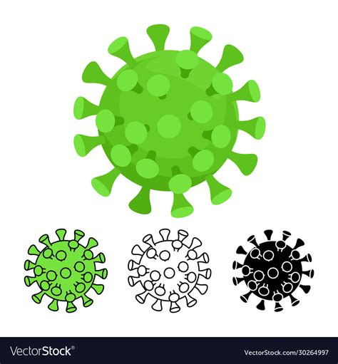 Coronavirus Virion Virus Flat Design Line Art Vector Image