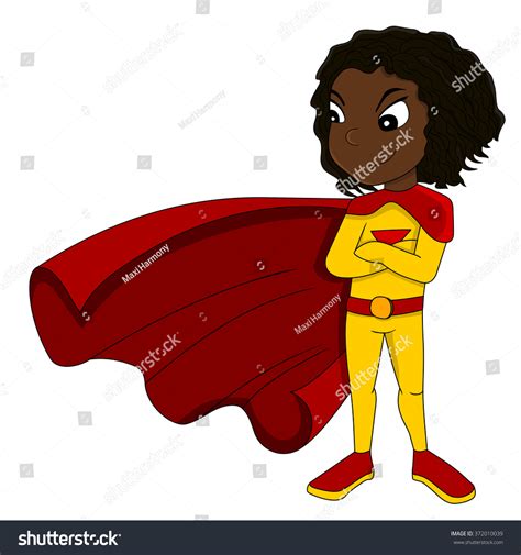 Illustration Of Cute Superhero African American Girl Wearing Yellow