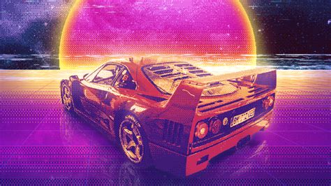 sport car with chillwave retrowave hd vaporwave wallpapers hd wallpapers id 59406
