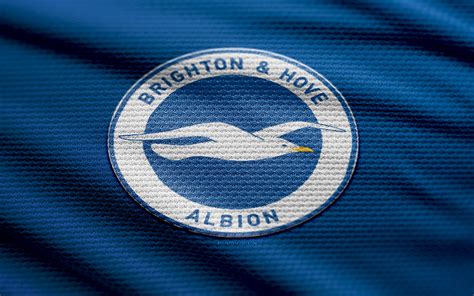 Download Wallpapers Brighton And Hove Albion Fabric Logo 4k Blue